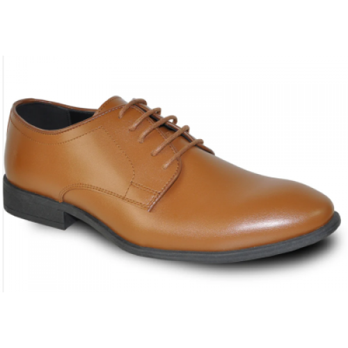 VANGELO Men Dress Shoe TAB-1 Oxford Formal Tuxedo for Prom & Wedding Light Brown - Wide Width Available